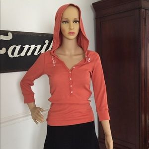 Hooded Henley style shirt -  size L